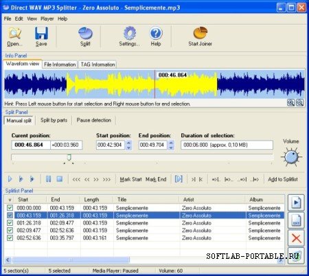 Direct WAV MP3 Splitter 2.0 Portable